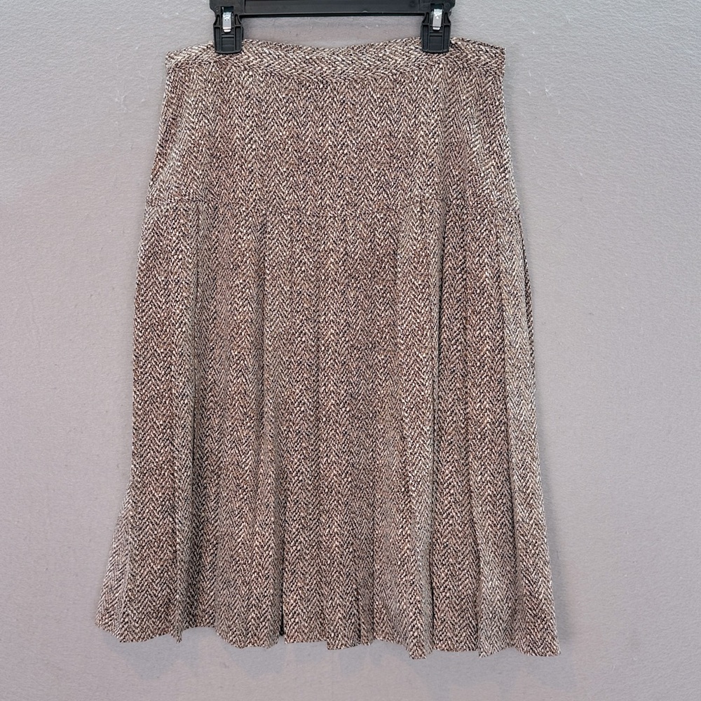 Brooks Brothers- NWOT women’s silk blend pleated midi skirt brown printed size 6 - Picture 3 of 6